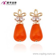 29763 heißer Verkauf zarte Damen elegante Schmuck orange Farbe Opal Tropfen Ohrringe mit Blume geformt Schmuck